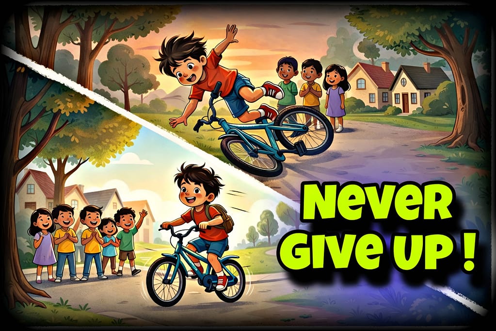Leo Learns to Ride a Bicycle | Never Give Up Story
