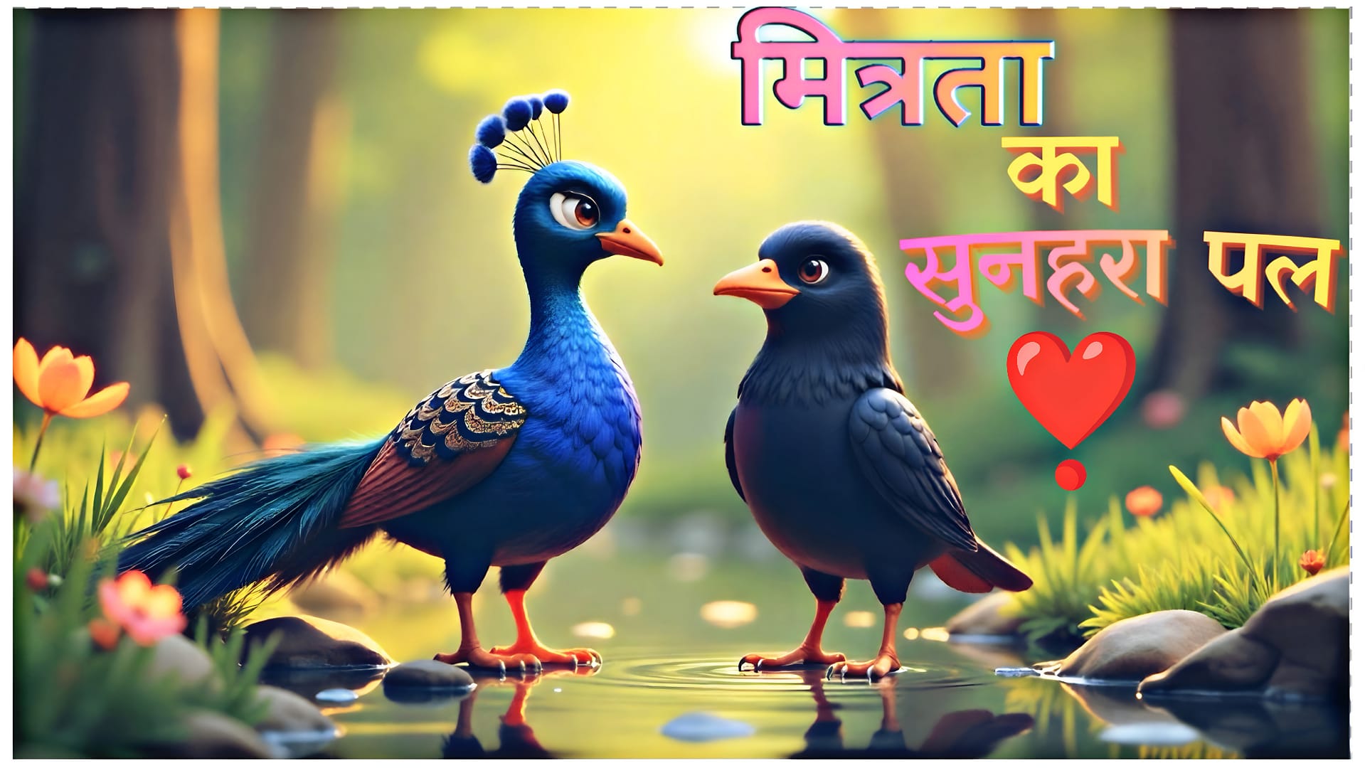 🥰मित्रता का सुनहरा पल🦚🐦